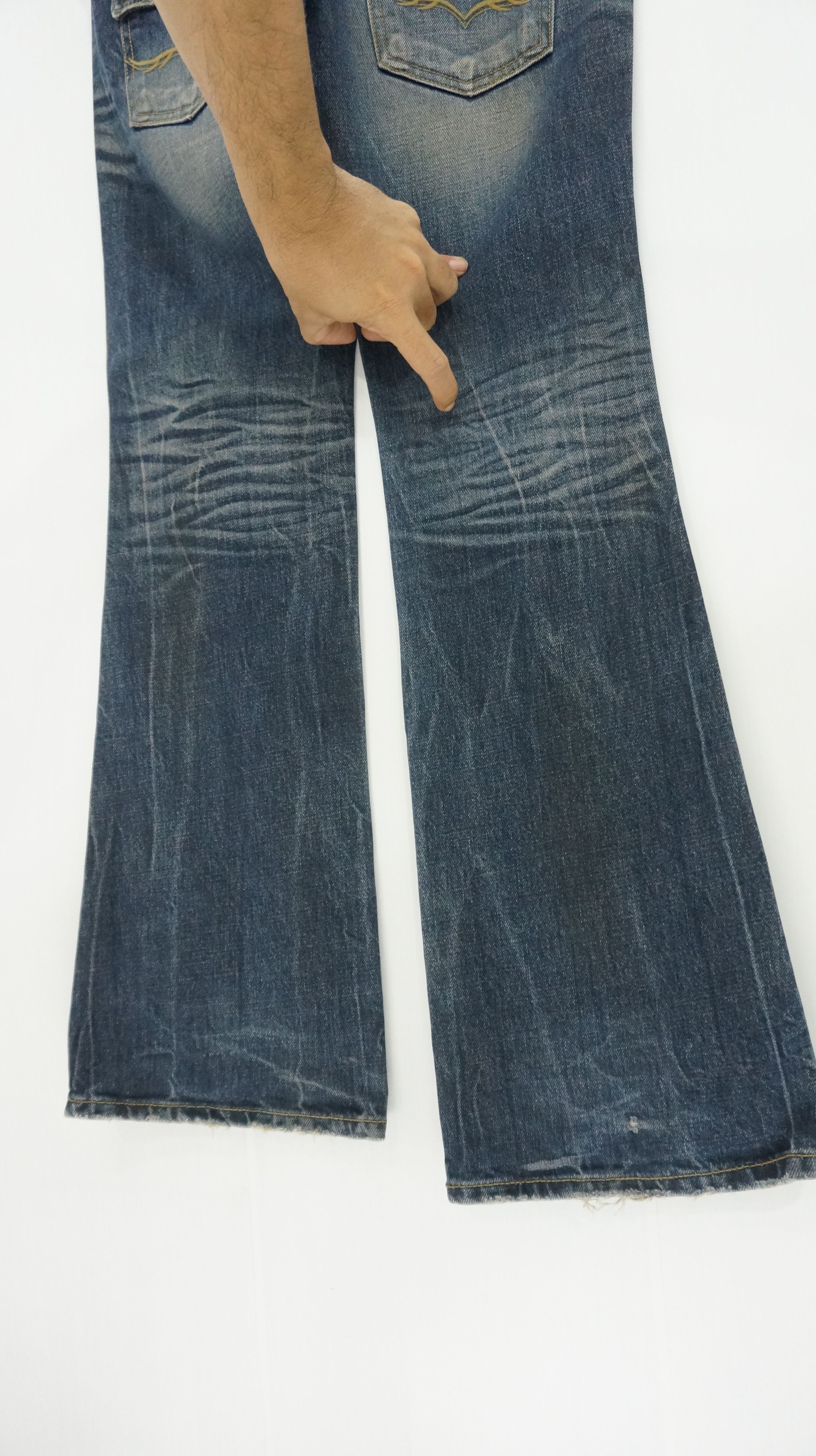 Archival Clothing - FUGA Vintage Distressed Double Waist Lowrise Flared Jeans - 11