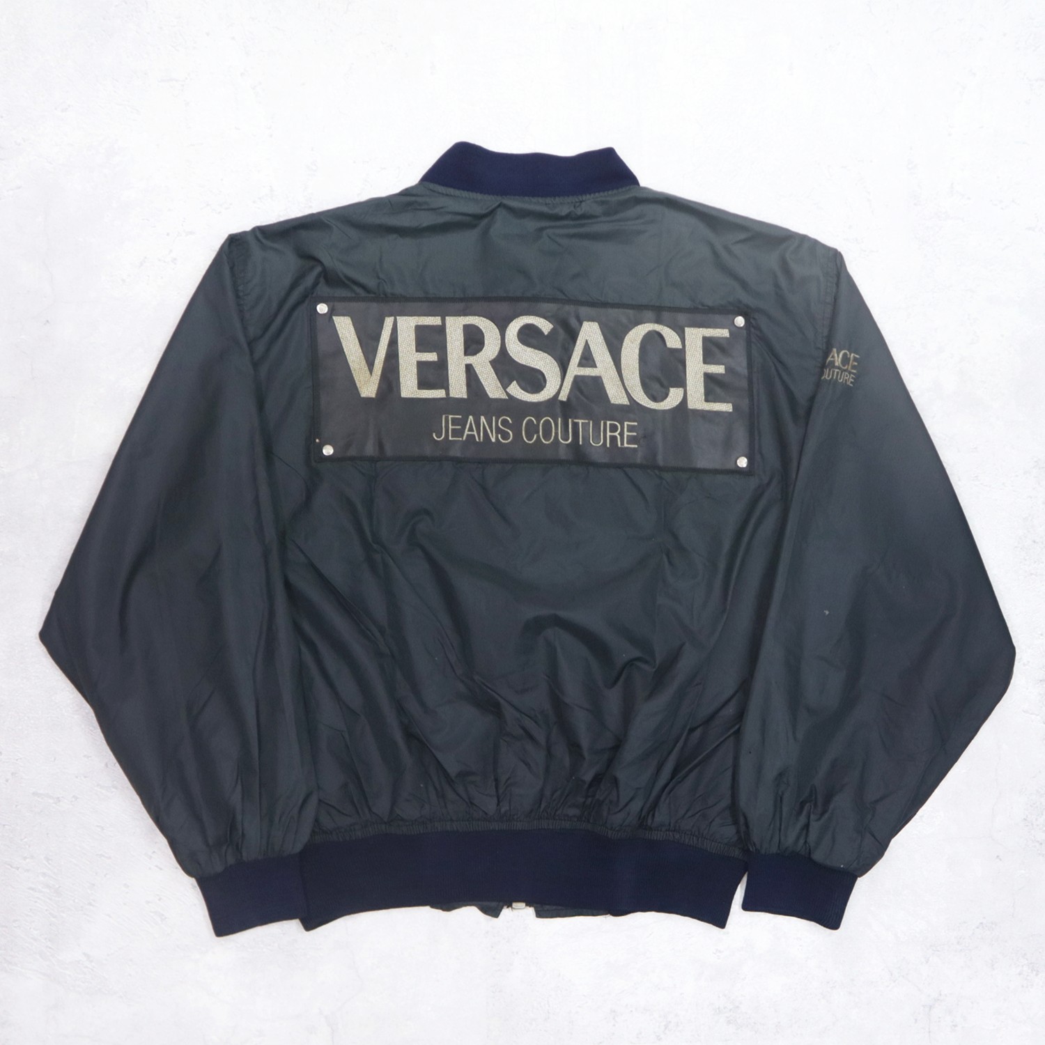 Vintage 90s VERSACE JEANS COUTURE Big Logo Bomber Windbreaker Jacket Made In Italy - 1