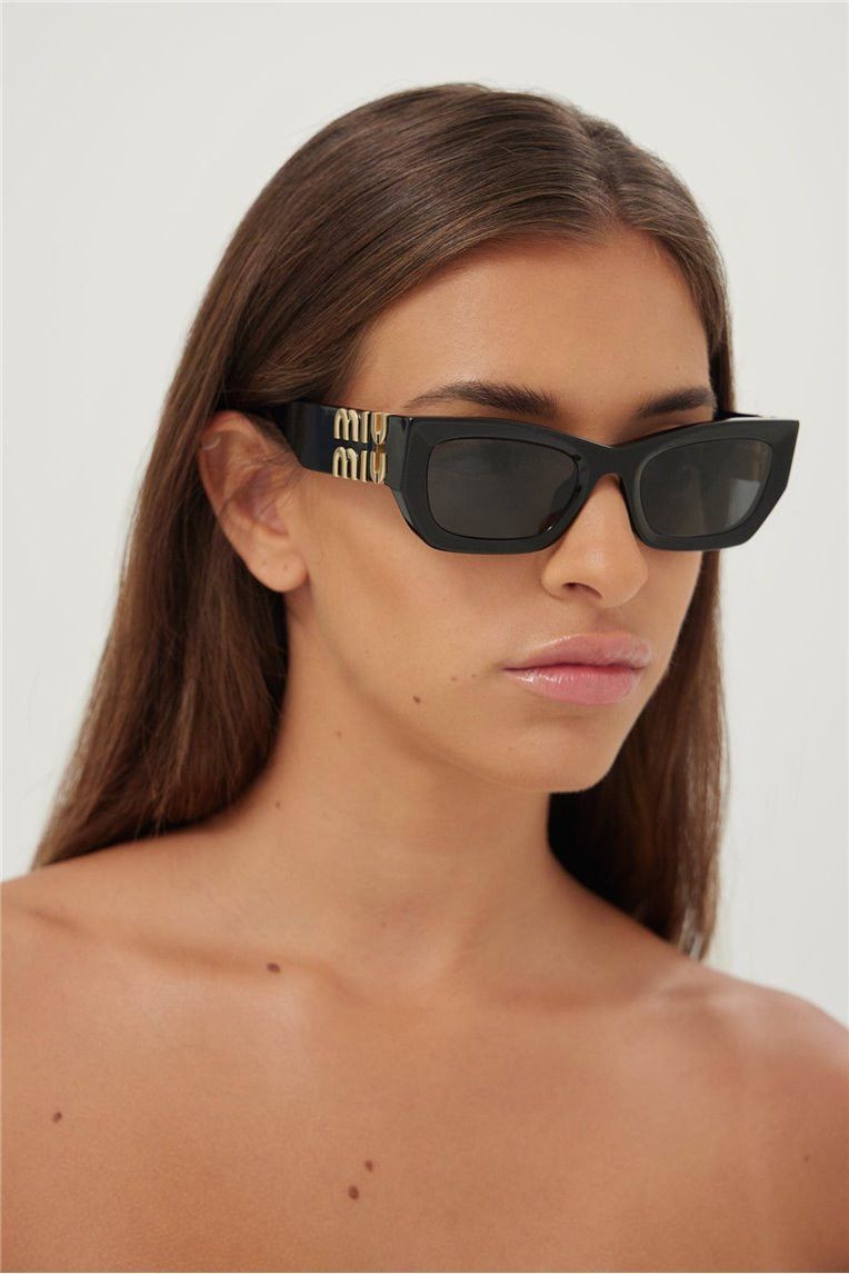 NEW MIU MIU MU09WS 1AB5S0 BLACK SMU 09W 1AB5S0 SUNGLASSES - 1