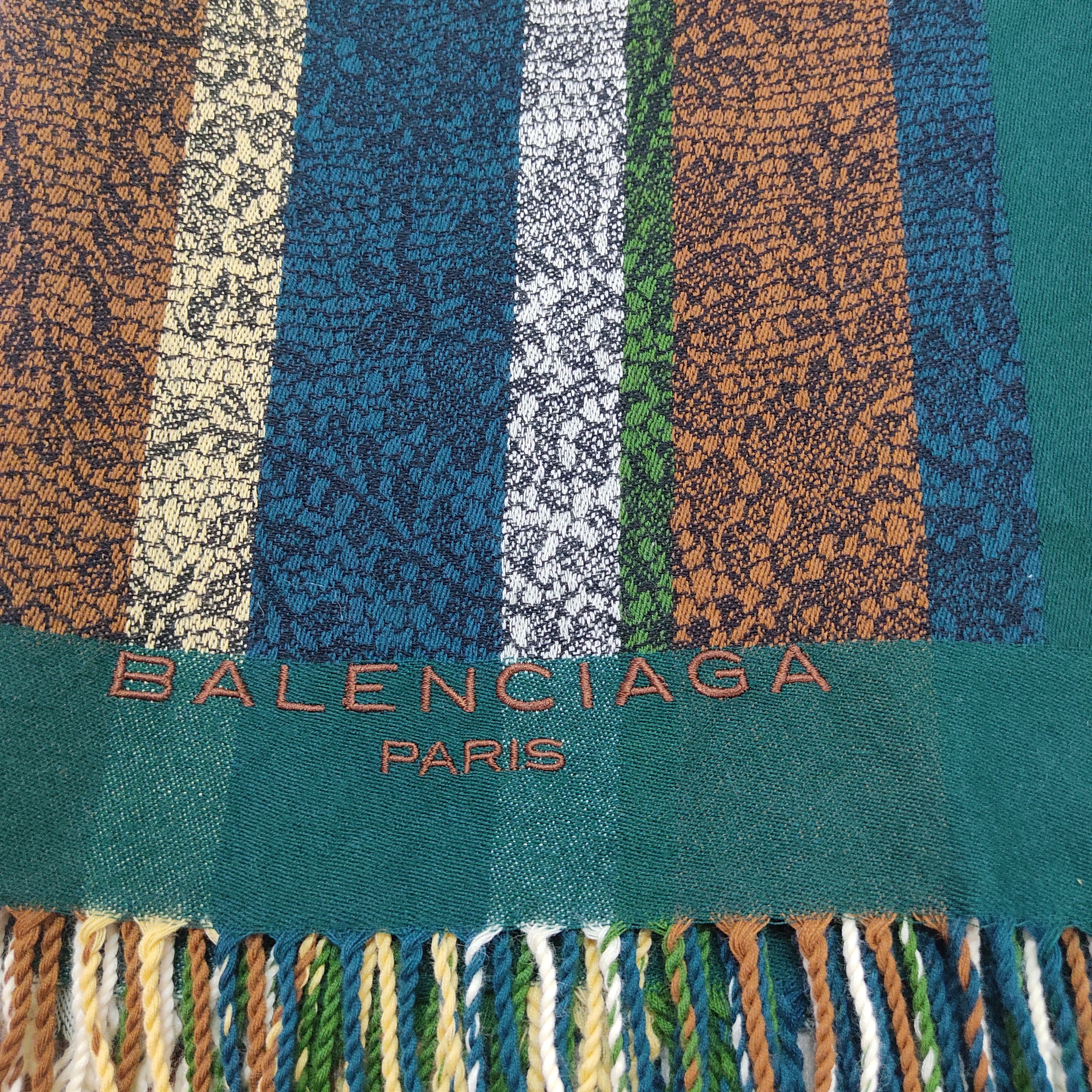 BALENCIAGA Striped Multicolour Woolen Muffler Shawl - 4