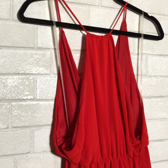 Publik Red Crossover Draped Dress - 4