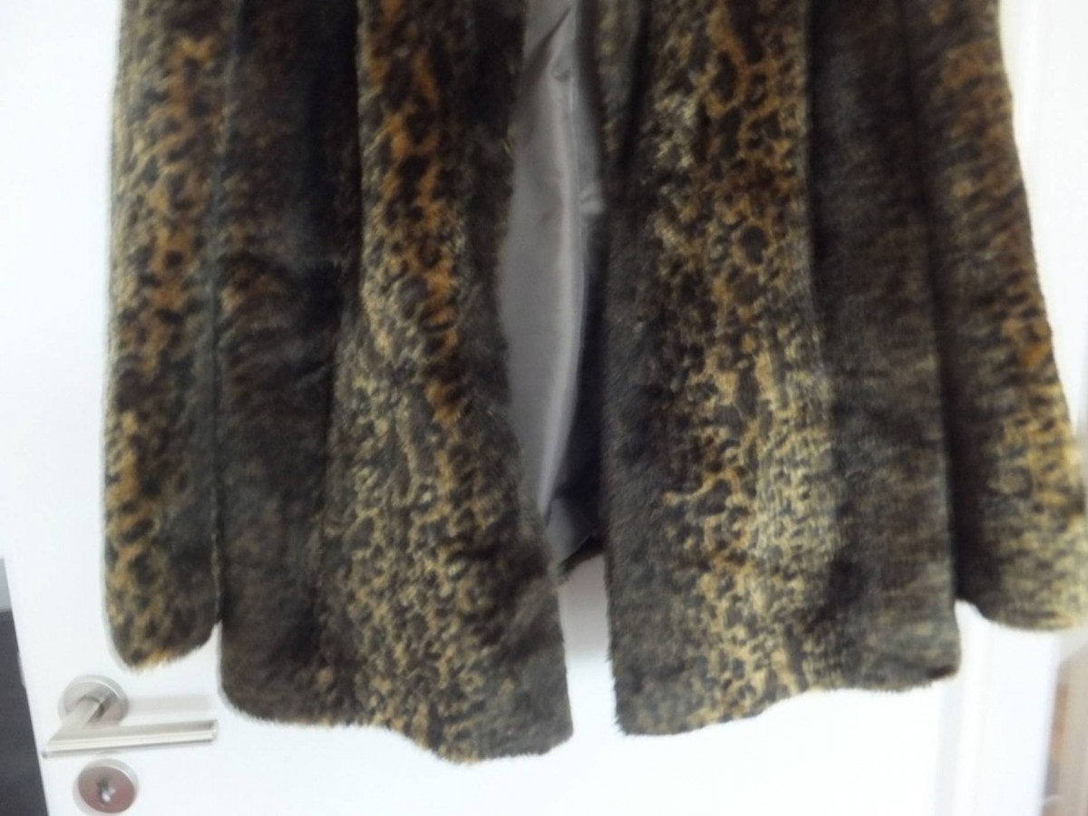 Vintage - faux fur leopard baby cat pattern coat size 50 52 - 8