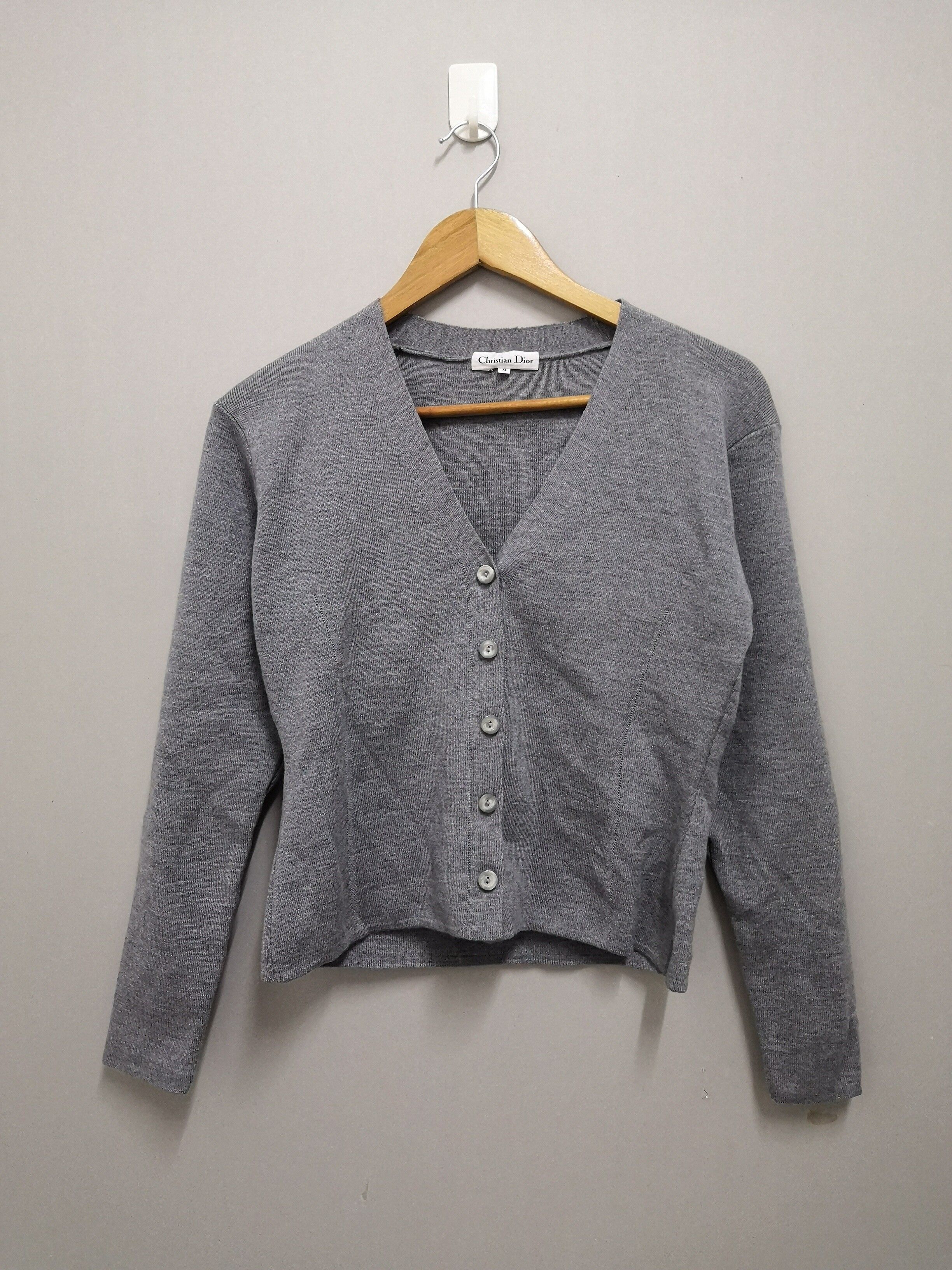 Christian Dior Gray Spellout Button Jacket - 1