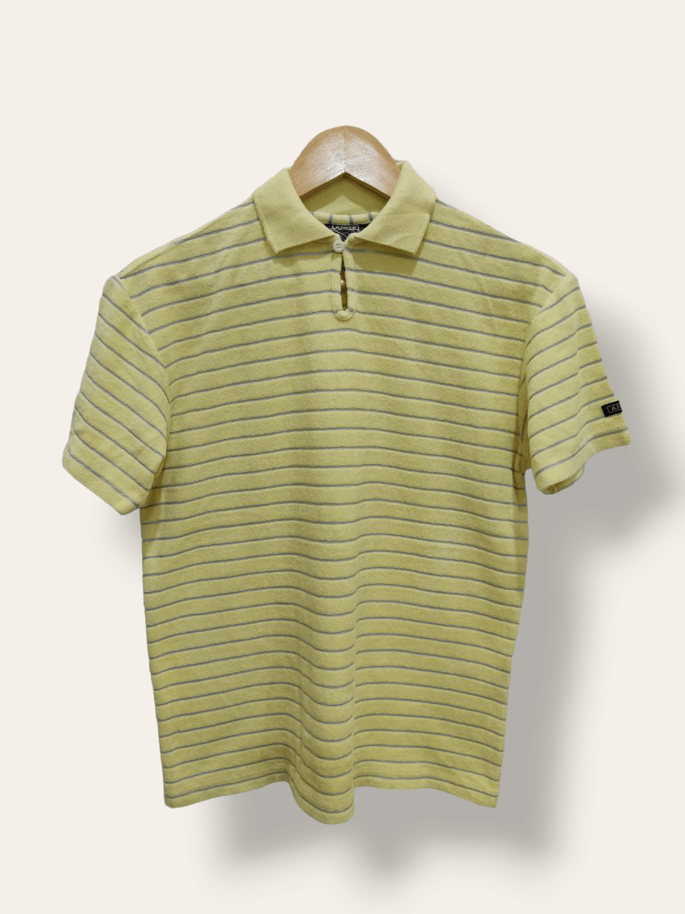 Vintage - Aigle Yellow Striped Made in Japan Polo Tee - 1