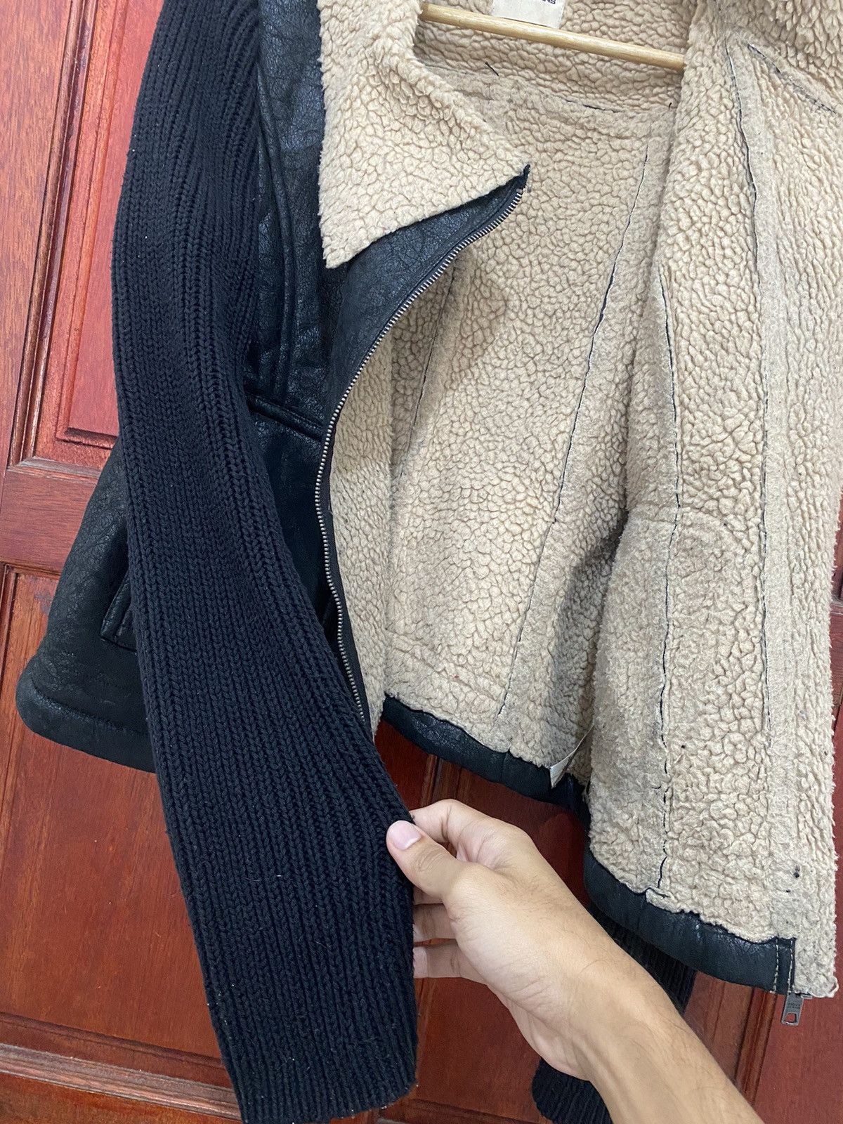 If Six Was Nine - DKNY Faux Shearling Jacket Sleeve Knit Women Cropped Design - 7