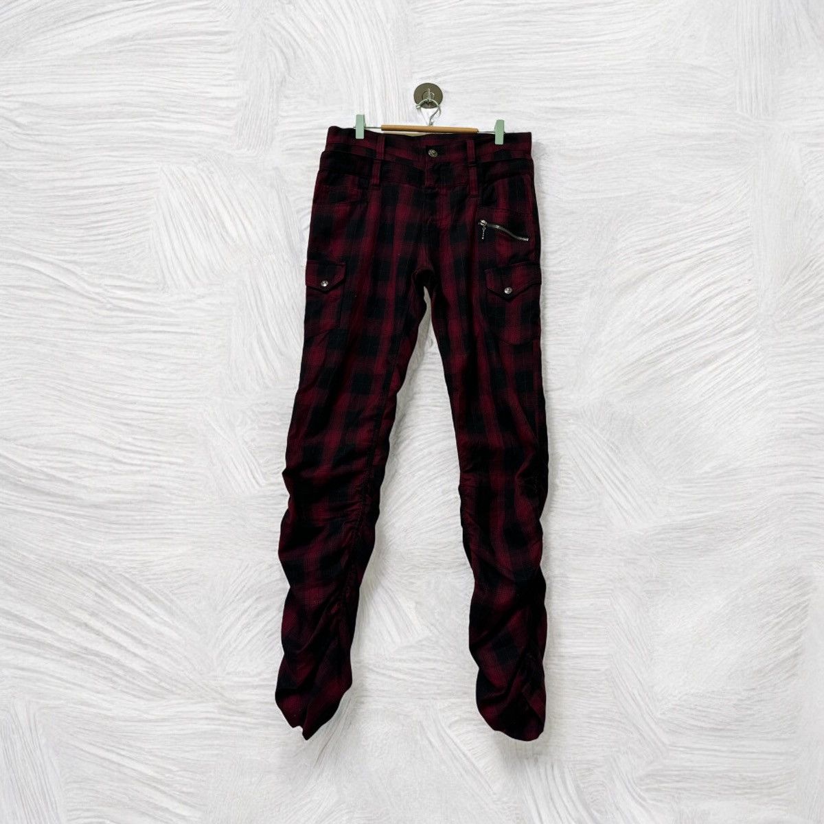 VINTAGE PLAID TARTAN DOUBLE FOCUS STACKED PANT - 1