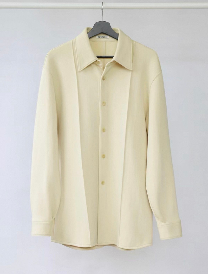 Auralee Tense Wool Double Cloth Shirt in ivory - 1