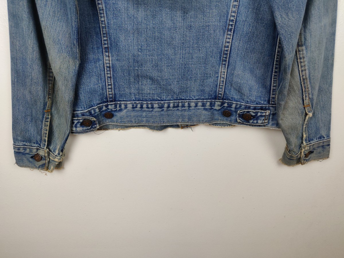 Distressed Trucker Denim Jeans Jacket - 7