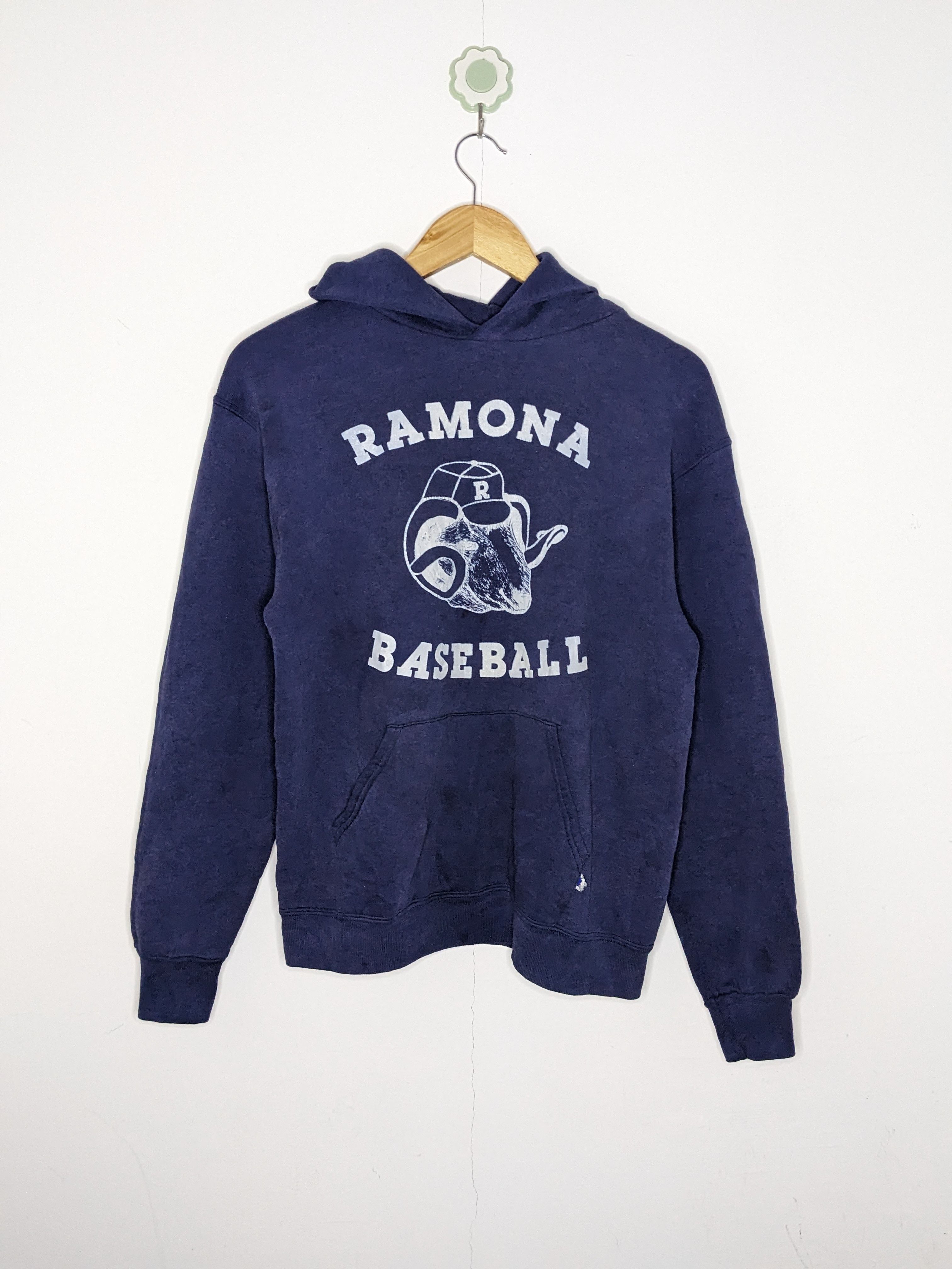 Vintage 80s Russel Ramona Baseball Navy Blue Womens Hoodie - 1