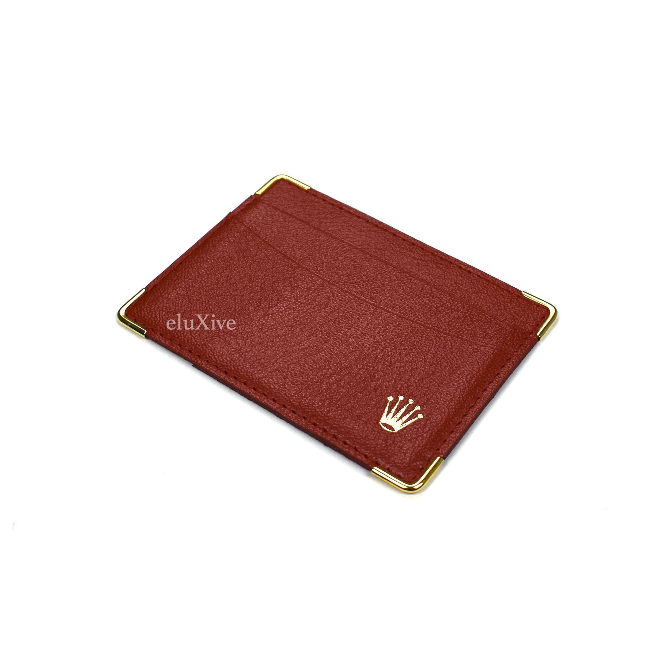 Rolex Red Leather Crown Logo Card Holder Wallet - 4