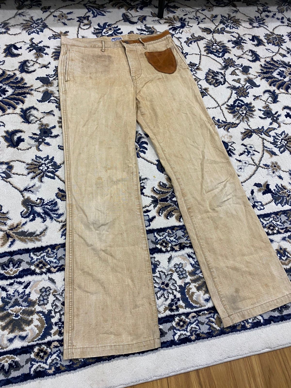 Kapital Kurashiki Leather Patch Pocket Flared Monkey Pants - 6