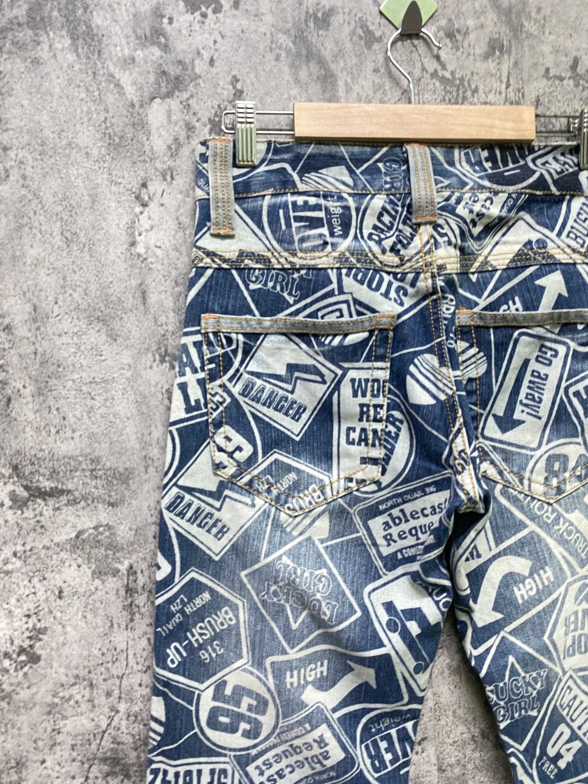 Japanese Brand Full Print Denim Faded like Hysteric Pants - 11