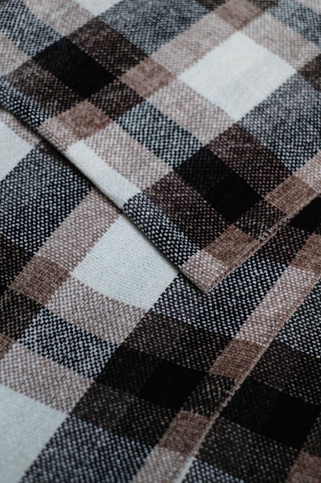 Japanese Brand - Deadstock Cozy Brown White Checked Scarf OS Unisex - 6