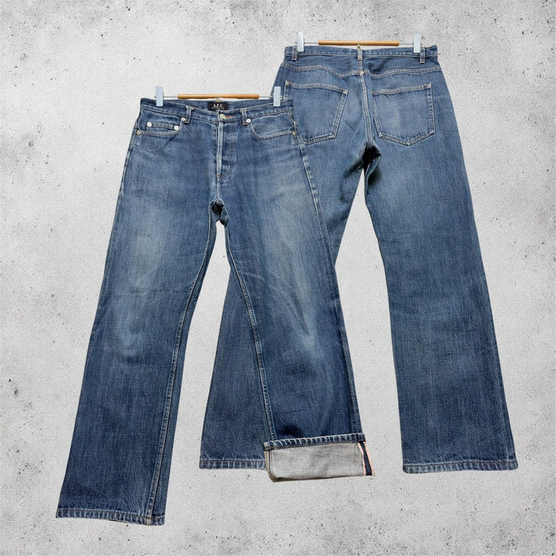 A.P.C. Vintage Selvedge Denim Button Fly Faded Blue Jeans - 1