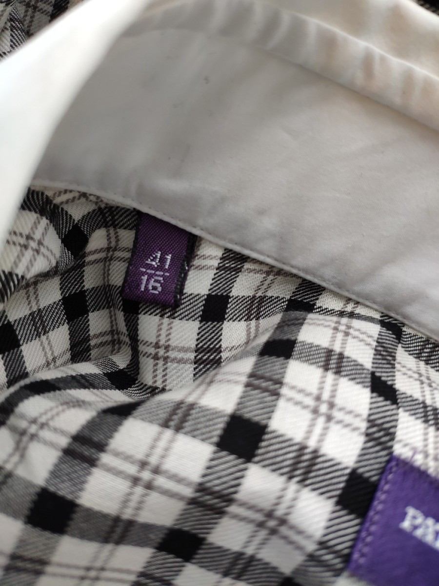 Patrick Hellmann Collection - NEW ! Collar pin & bar plaid shirt.Like Comme des Garcons - 6