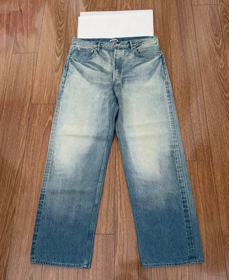 AURALEE SELVEDGE FADED HEAVY DENIM  WIDE  washed jeans - 1