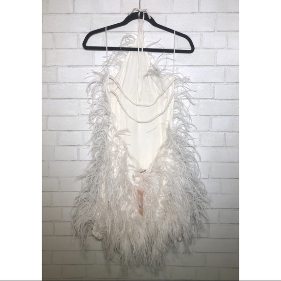 Cult Gaia Valé Ostrich Feather Halter Mini Dress - 9