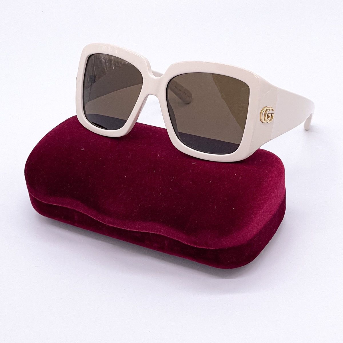 NEW GUCCI GG1402S 004 WOMEN WHITE SQUARE SUNGLASSES - 1