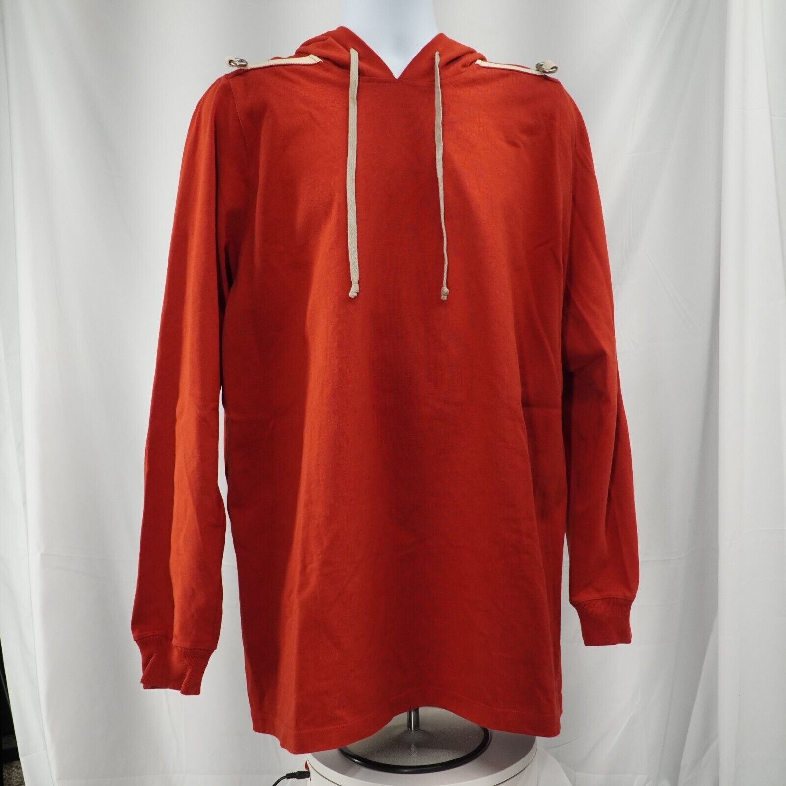 Knit Hoodie Sweater Longline Cardinal Red Natural D Rings - 1
