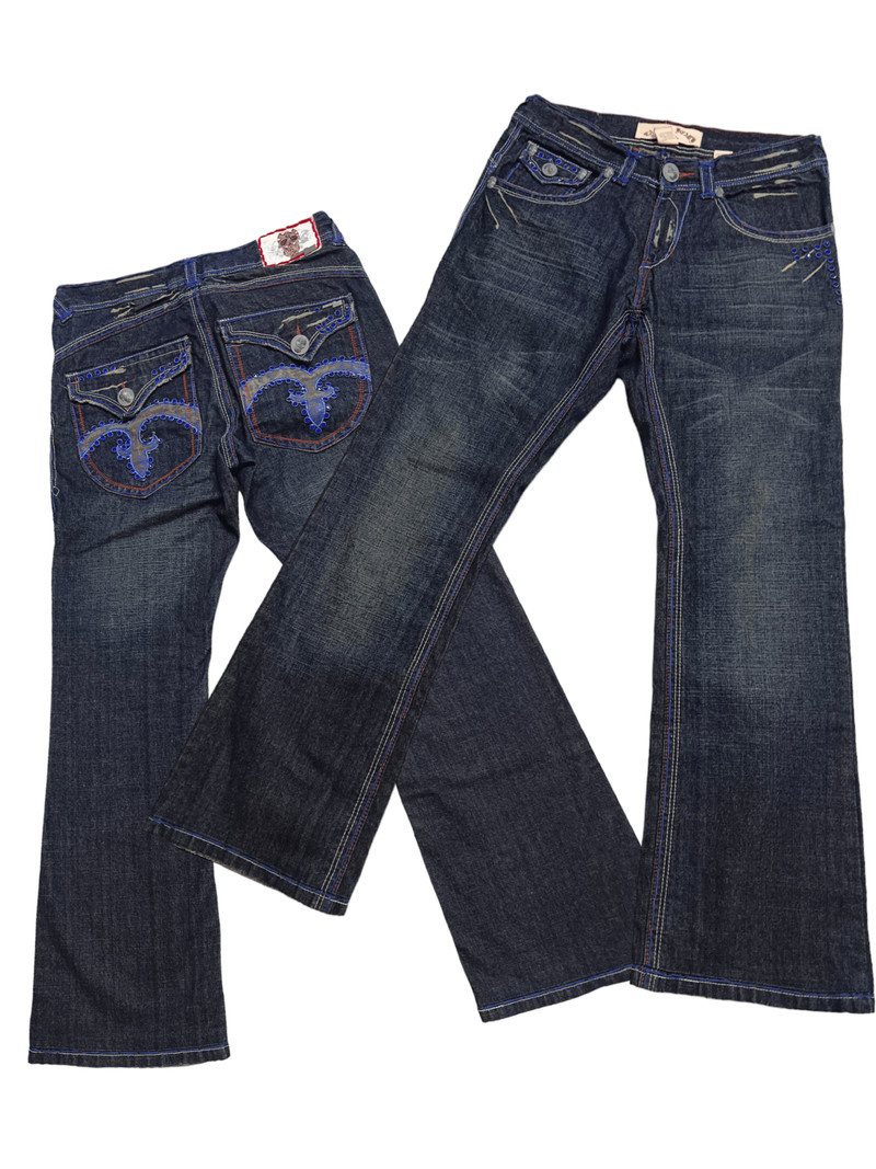 Denim & Co. - Laguna Beach Embellished Skull Flare Denim - 1