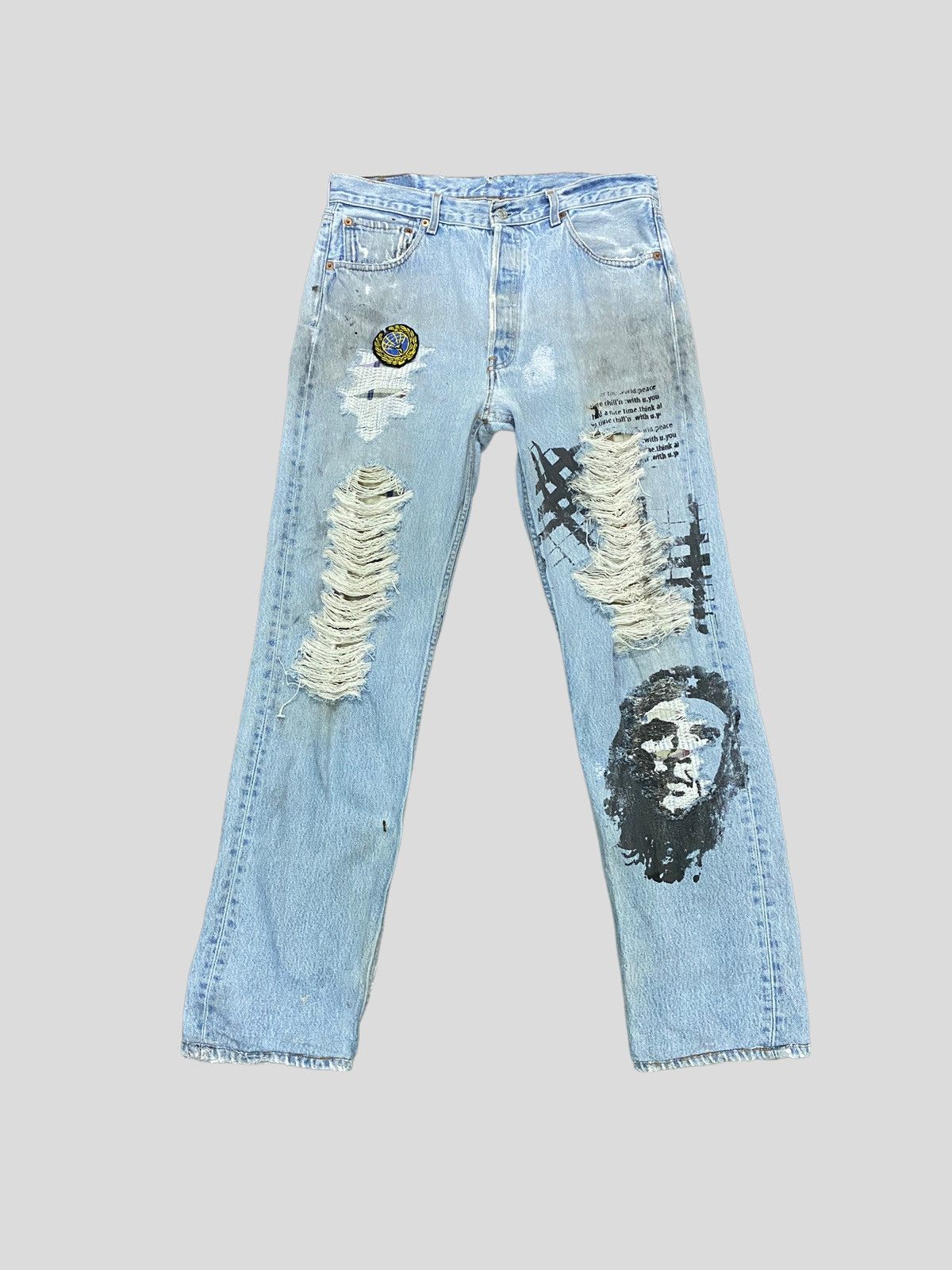 VINTAGE 90s Levi's 501 DISTRESSED CUSTOM CHE QUEVARA DENIM - 1