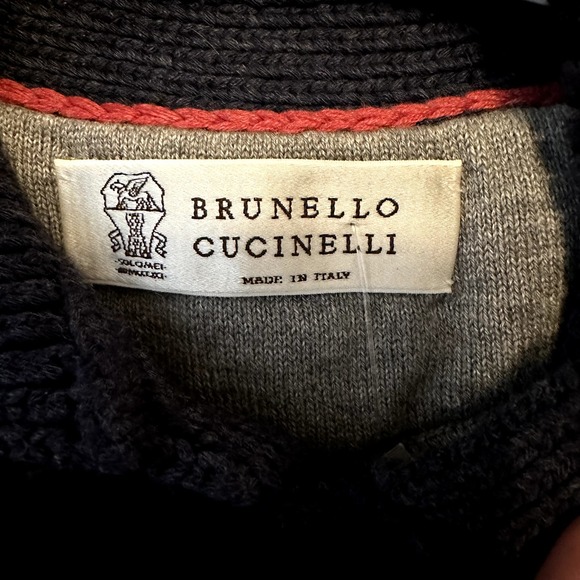 Brunello Cucinelli Cardigan Sweater Knitted Button Up Hand Pocket Funnel Neck S - 2