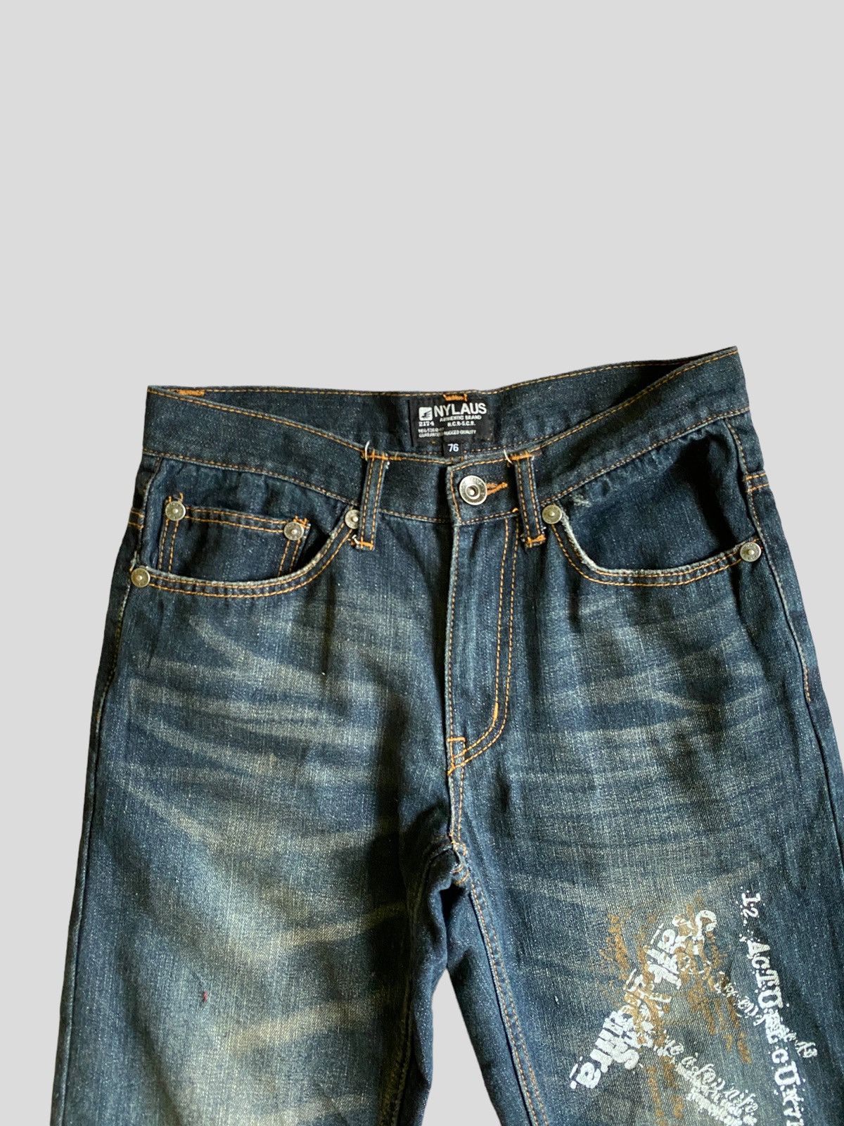 Vintage NYLAUS Printed Acid Wash Denim S45k - 3