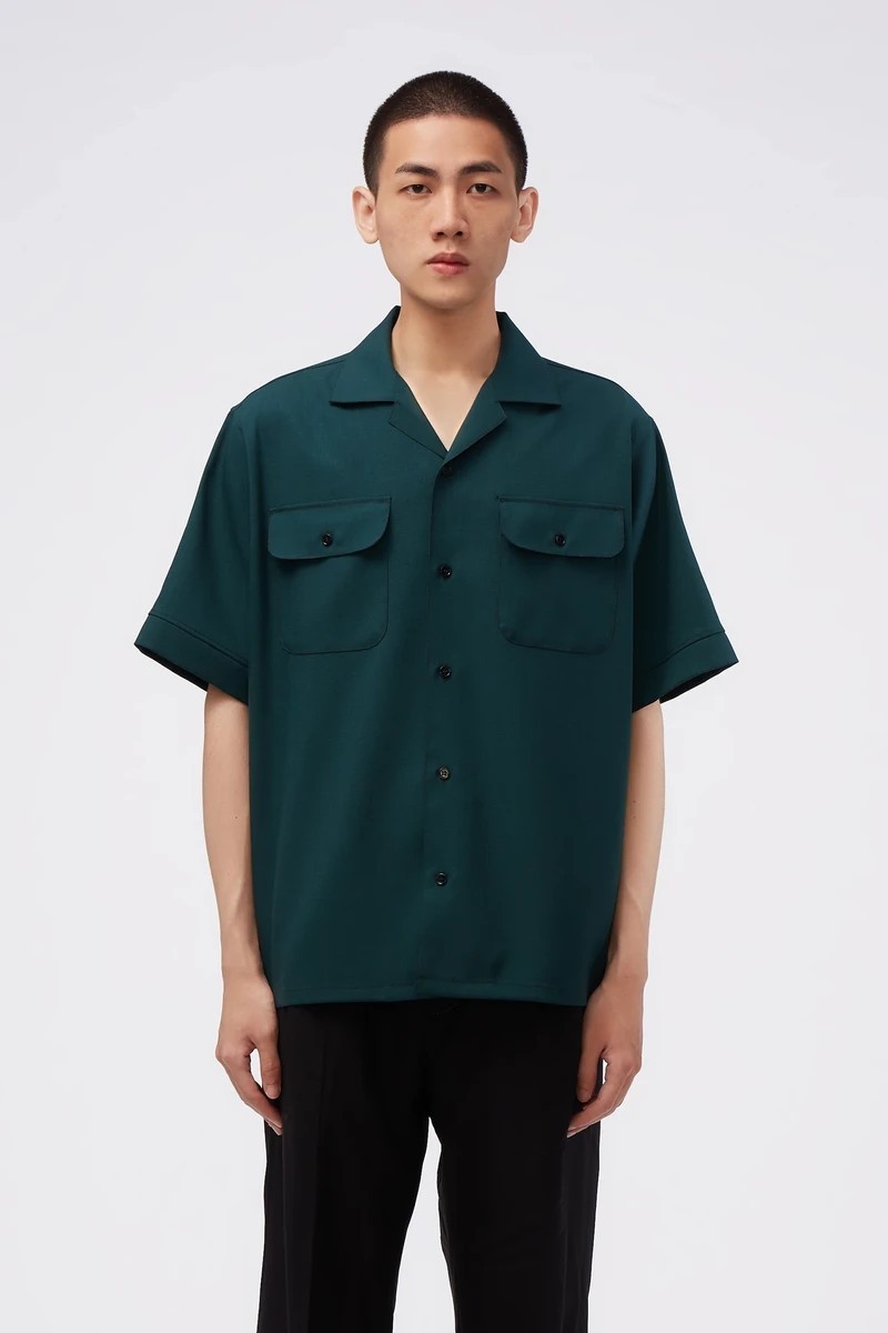 BAYBERRY GREEN S/S SHIRT WOOL 50 - 1