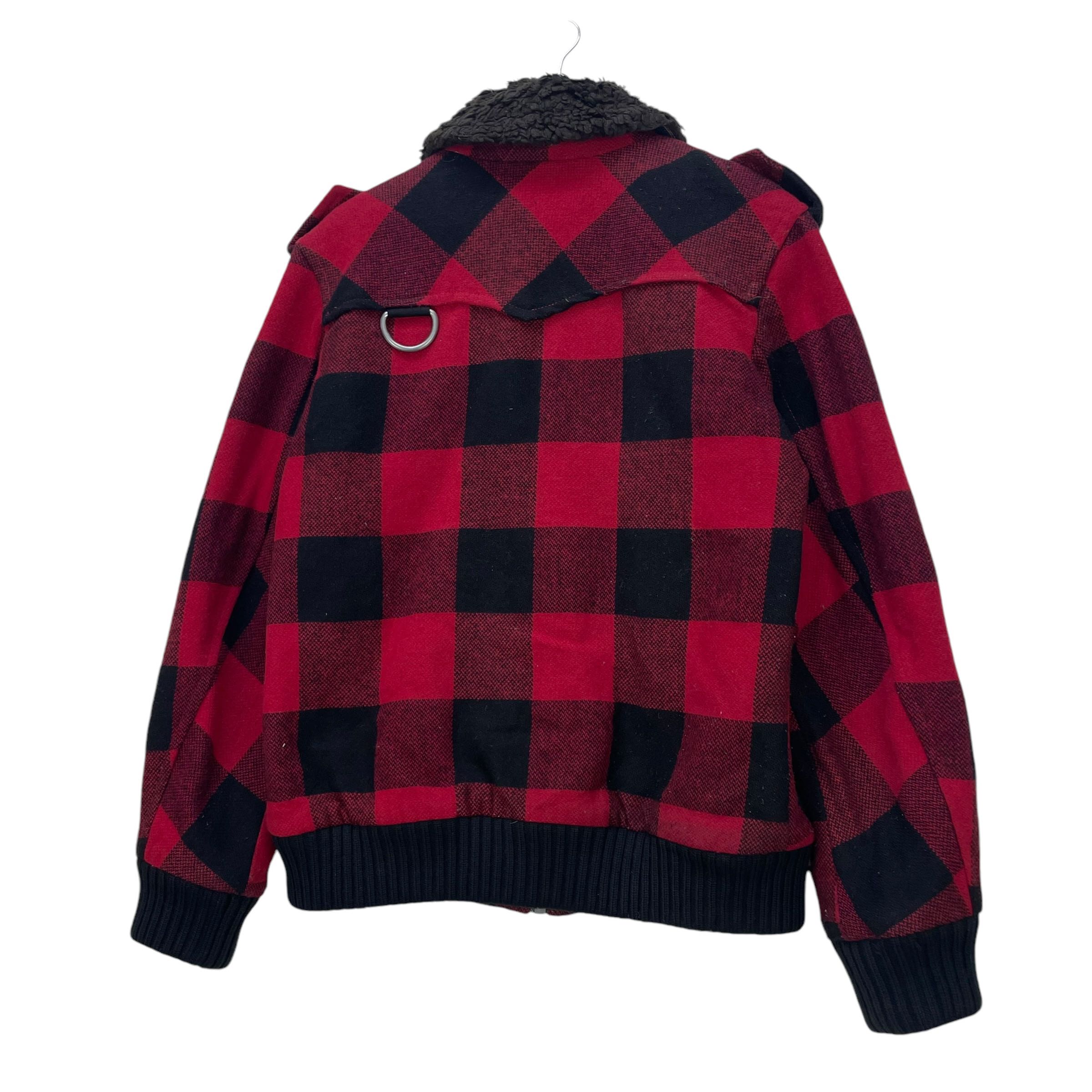 Vtg Energie Gold X Sixty Fox River Pacth Buffalo Plaid Shearling Jacket - 3