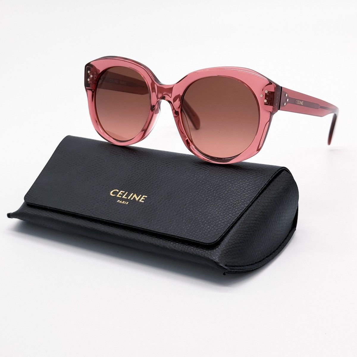 NEW CELINE CL40186I 74T SUNGLASSES PINK BROWN ROUND WOMEN - 2