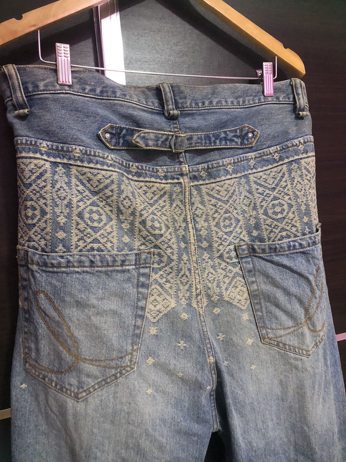 Japanese Brand - 🔥Iroquois Cross Art Design Pants Buckle Back Jeans - 4