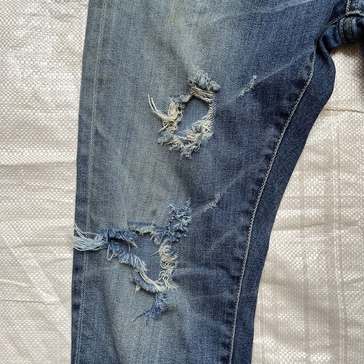 Distressed Denim - Ripped Black Label Denim Jeans With Patches At Pocket - 12