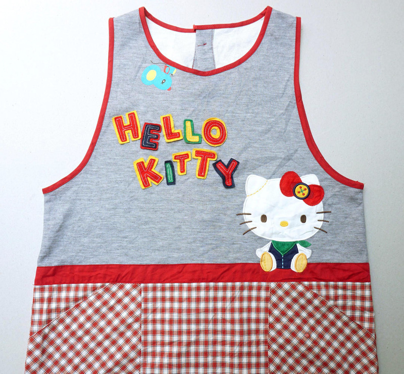 Japanese Brand - HELLO KITTY Patches Checkered Apron - 1