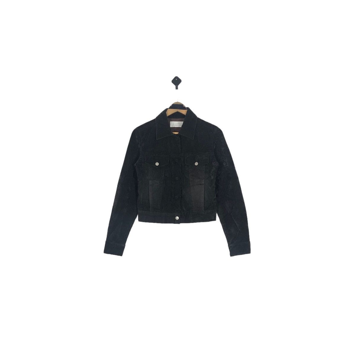 Maison Margiela MM6 Artisanal Black Painted Velvet Jacket - 3