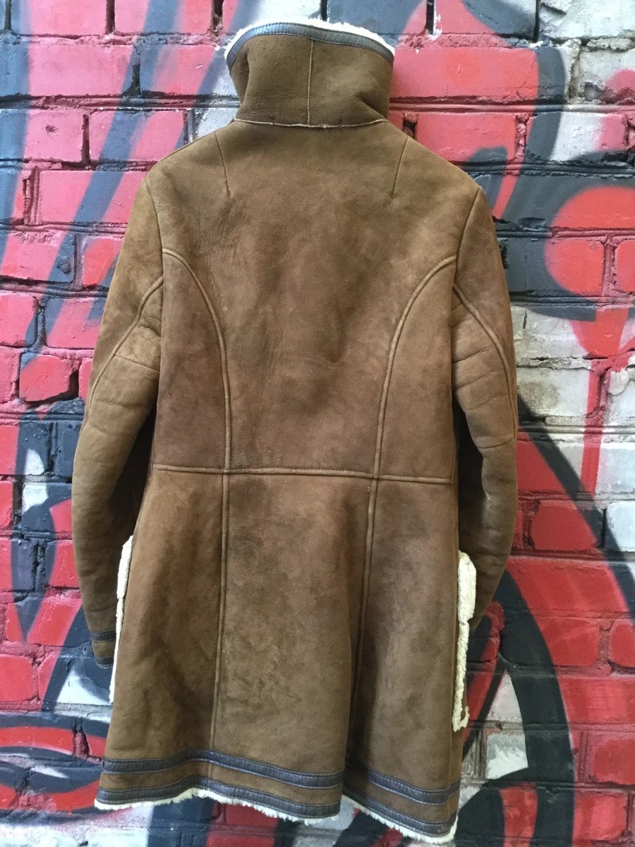 Vintage - Sheepskin hippie long brown coat. - 3