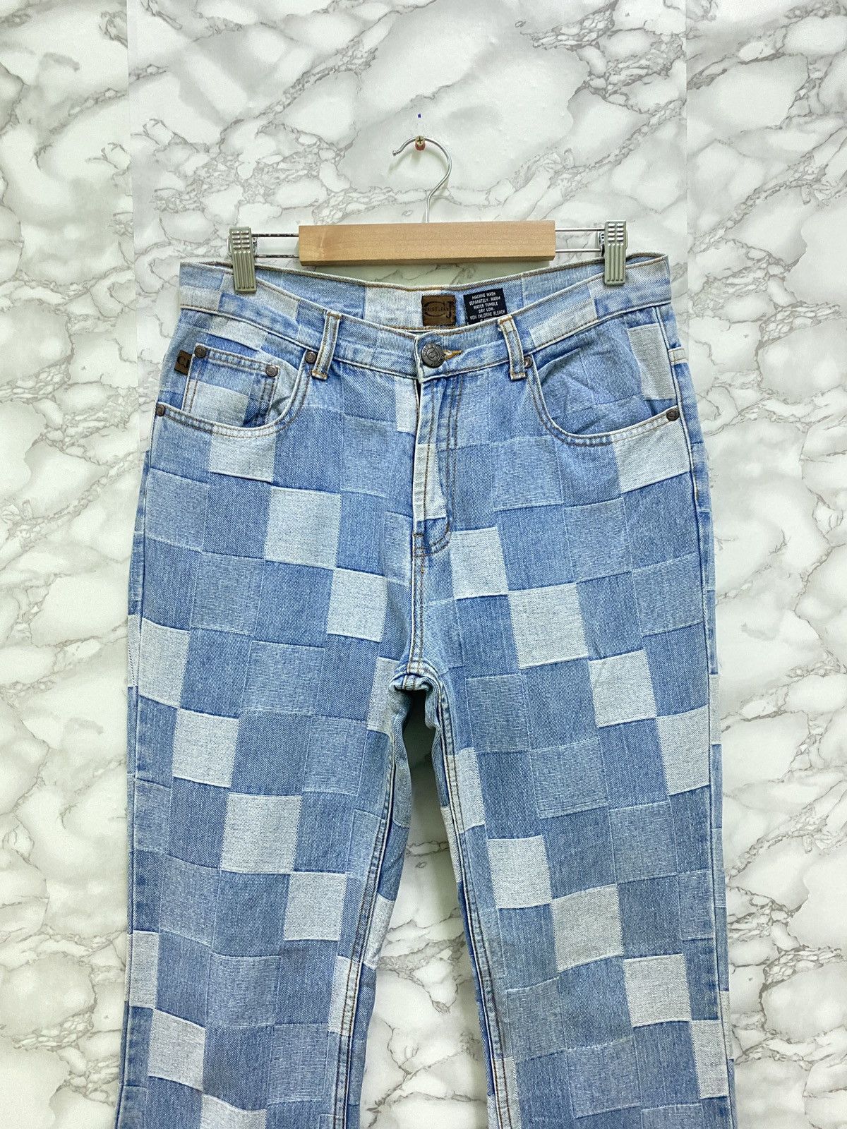 Designer - FAMOUS CREST JEANS CHECKED DENIM PANTS - 3