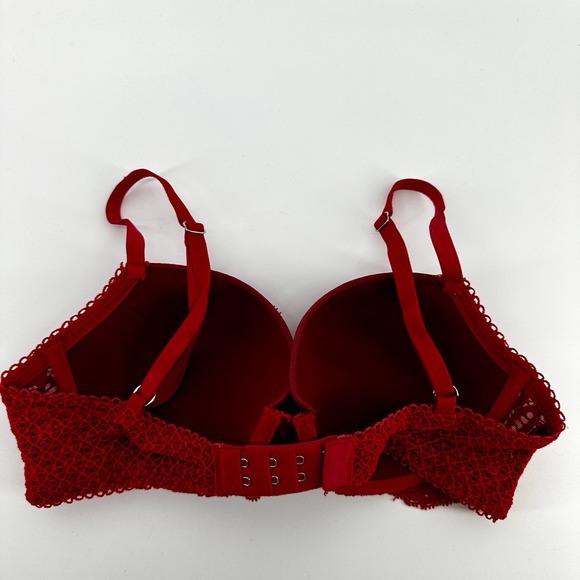 Victoria's Secret Dream Angels Lined Demi Bra Floral Lace Underwired Red 32C - 5
