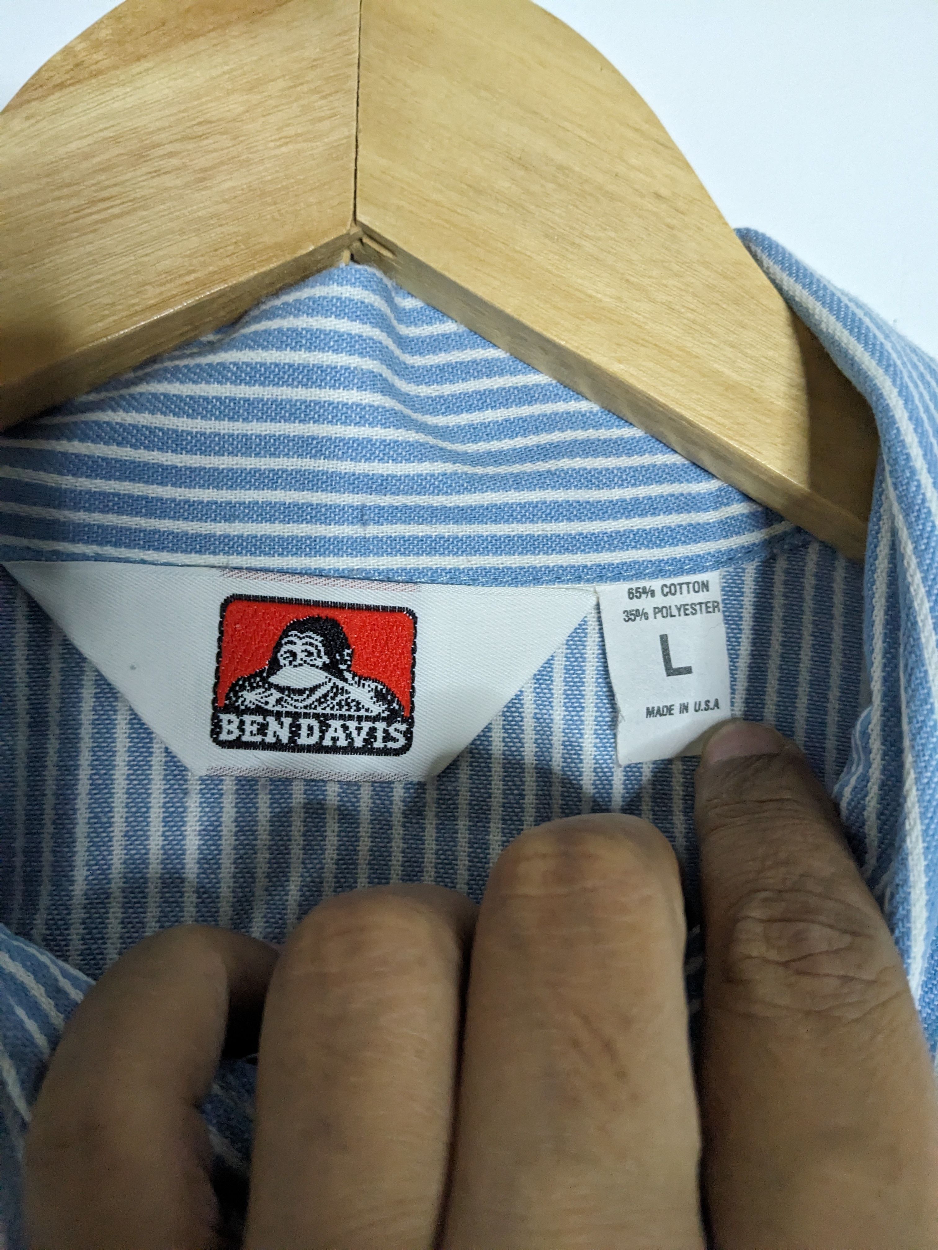 Vintage Ben Davis 1/4 Zipper Hickory Striped Pullover Shirt - 4