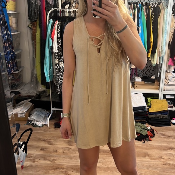 Vintage Havana Vegan Suede Lace-Up Dress - 12