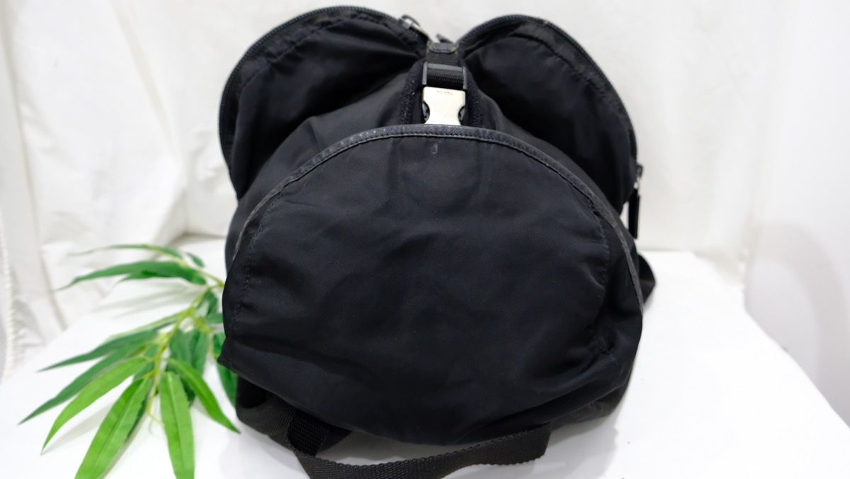 Authentic prada backpack Black Nylon Double pocket - 6