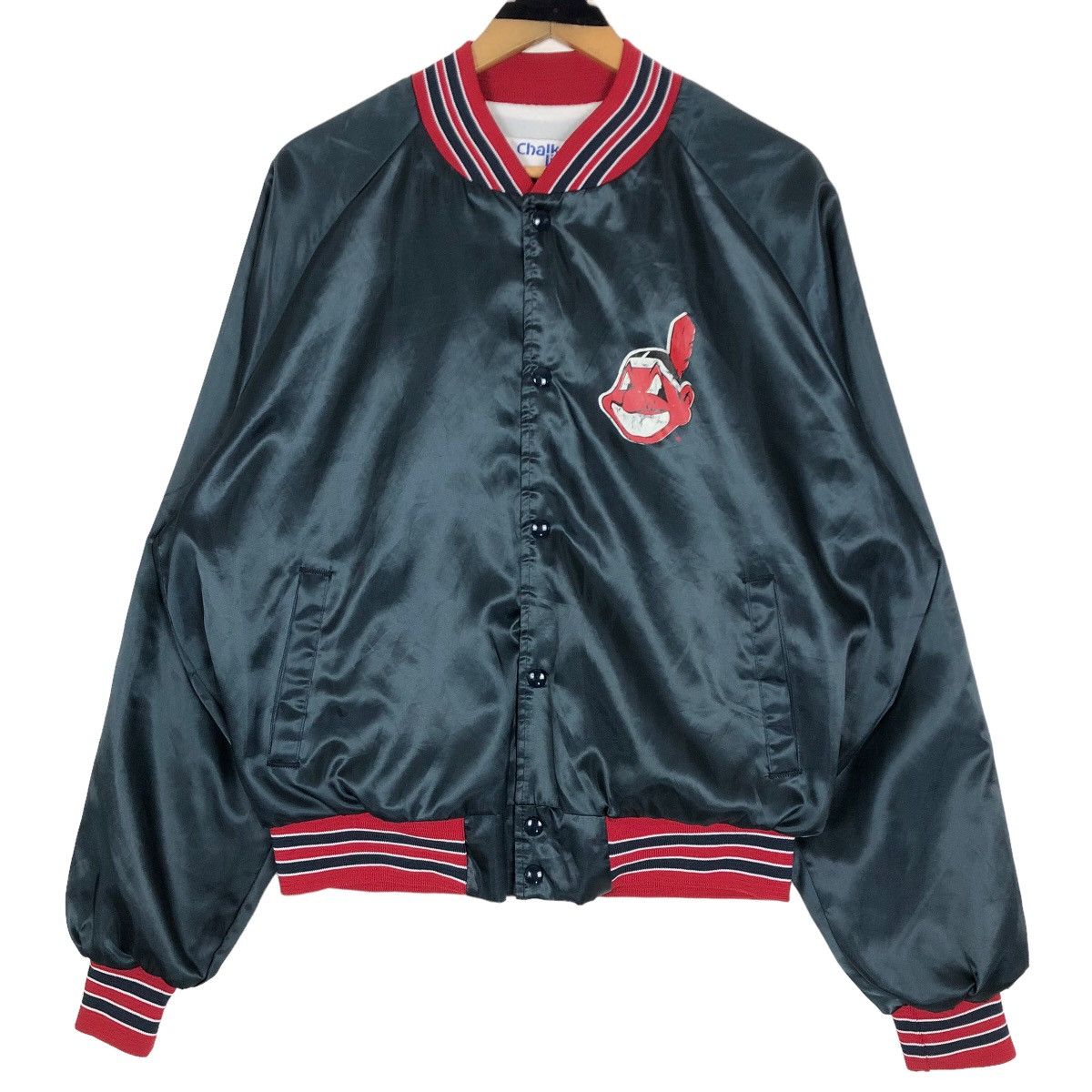 Chalk Line - Vintage 90s MLB Cleveland Indians Nylon Varsity Jacket - 2