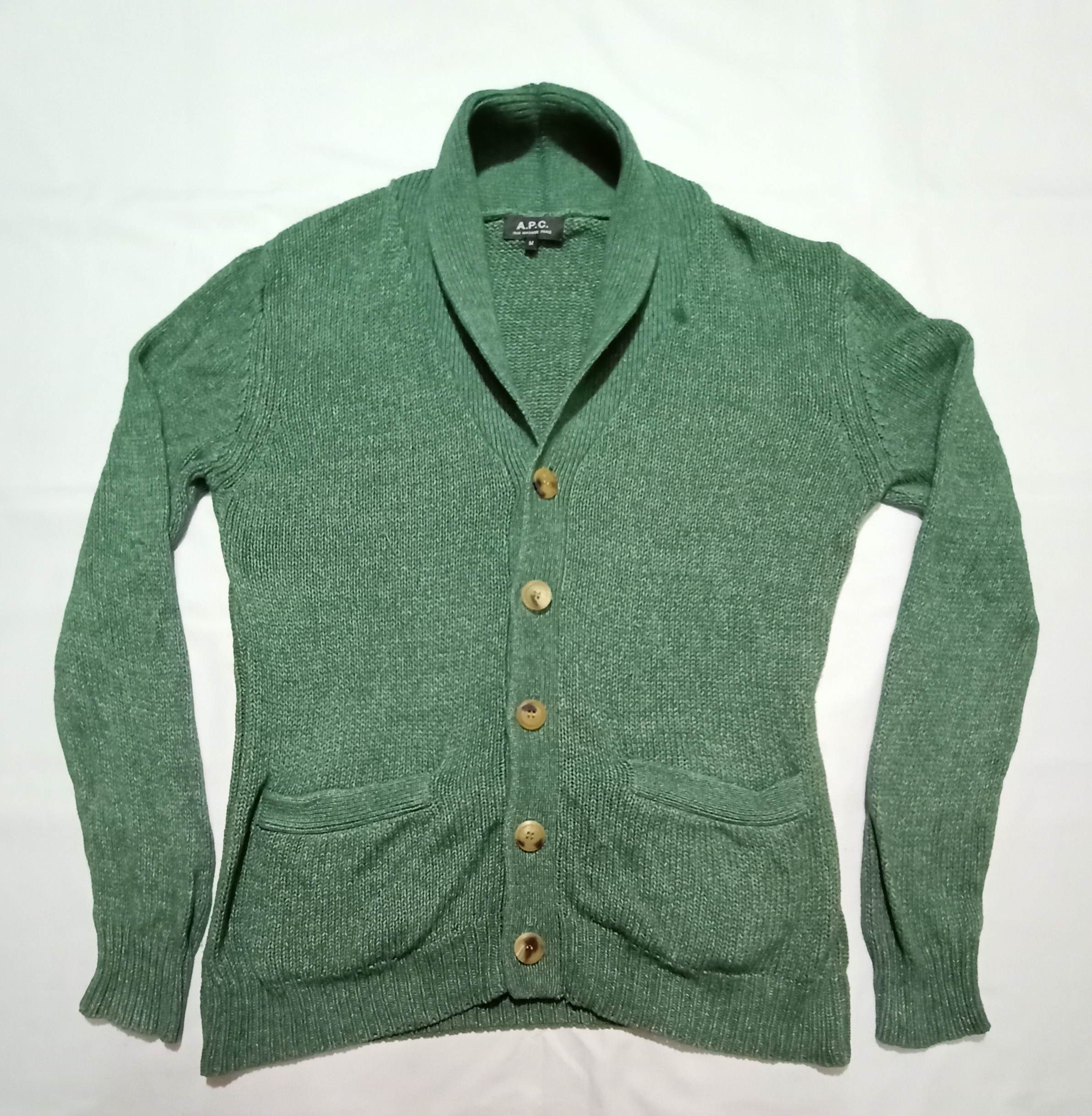 A.P.C Japan Rue Madame Paris Green Knitwear Cardigan Jacket - 1