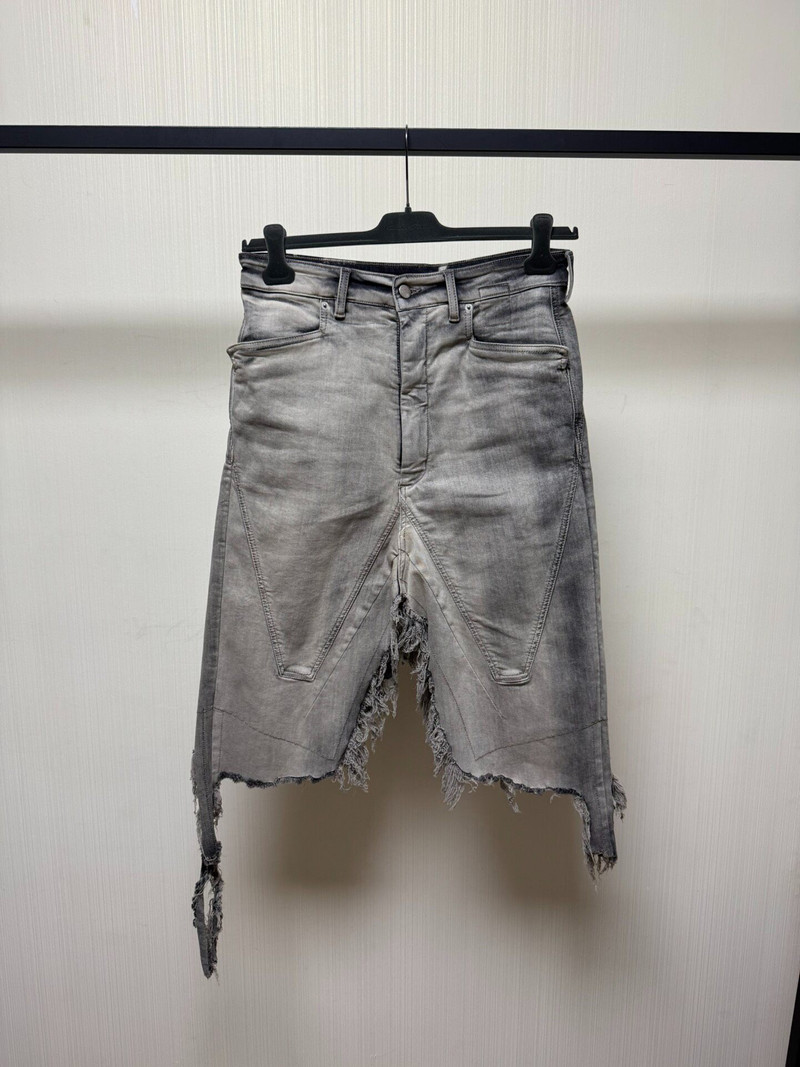 Rick Owens stone-washed distressed tassel pants-skirt - 1
