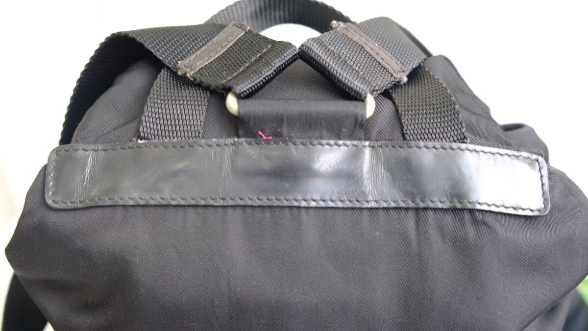 Authentic prada backpack black nylone double pocket - 8