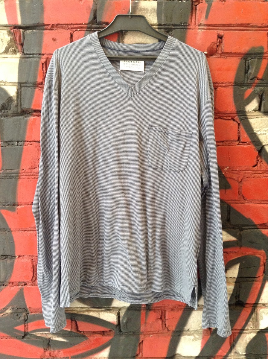 Striped long sleeve v-neck shirt - 1