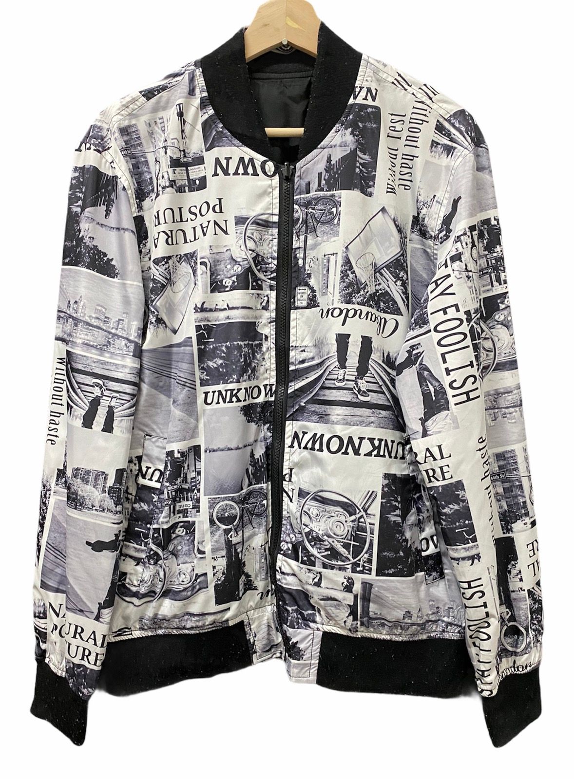 Archival Clothing - SUGGESTION🇯🇵NEWSPAPER GRAPHICS BOMBER JACKET LIKE SUPREME - 4