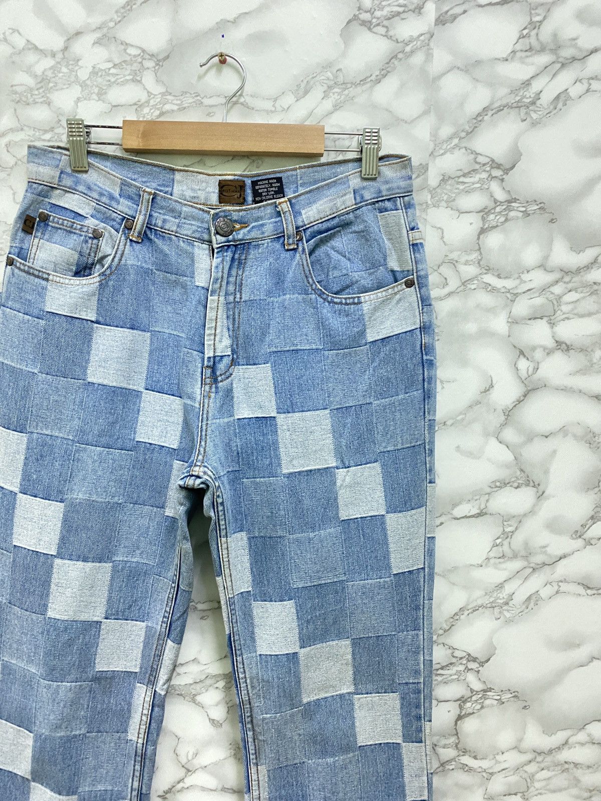 Designer - FAMOUS CREST JEANS CHECKED DENIM PANTS - 5