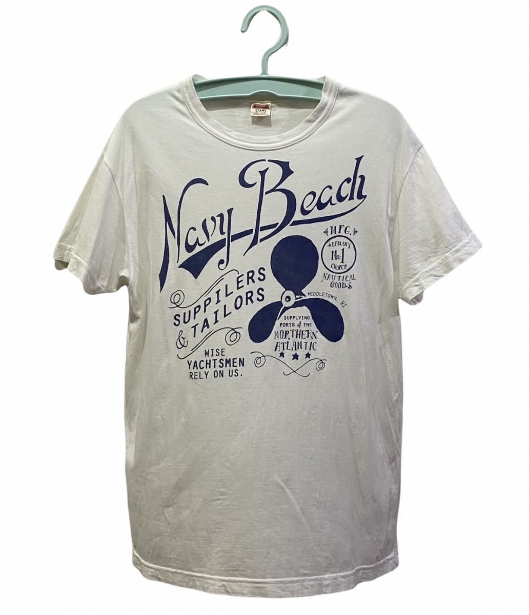 Beams Shirt Navy Beach Absorbent Printing - 1