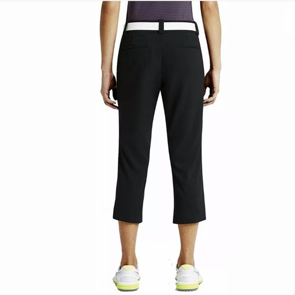 Nike Golf Dri-Fit Tech Capri Pants High Waist Button Up Belt Loops Black 6 Small - 6