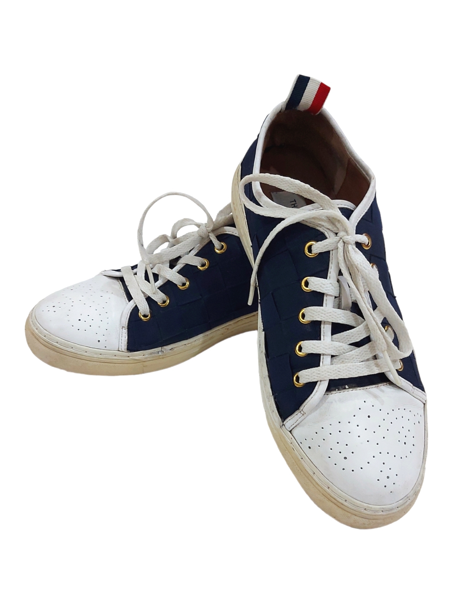 THOM BROWNE WOVEN NAVY SNEAKERS - 1